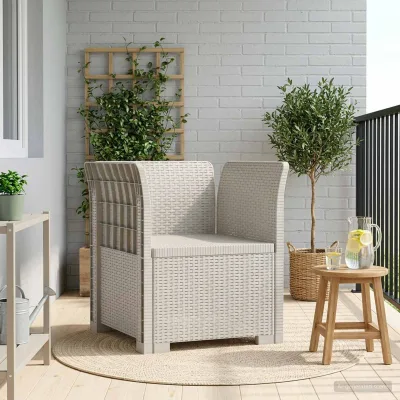 Aveza — Poltrona 1 posto aspetto rattan, polipropilene bianco