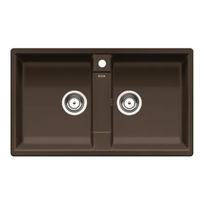 PRONTA CONSEGNA - Blanco | Lavello due vasche ZIA 9 1516683 finitura caffè da 86x50 cm - Sopratop