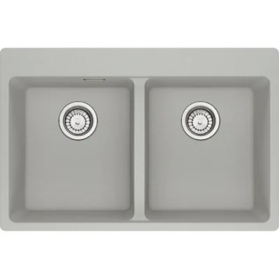 Franke: Lavello due vasche Vasche Sopratop Centro MRG 620-34-34 FTL 114.0661.693 finitura fragranite alluminio da 76x50 cm