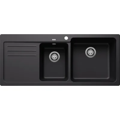 Blanco | Lavello una vasca con gocciolatoio sx NAYA 8 S 1525946 finitura nero da 116x50 cm - Sopratop