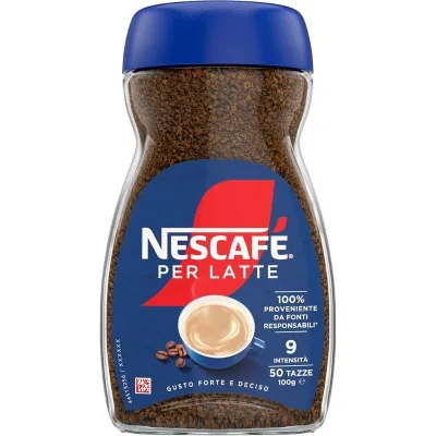 NESCAFÉ Per Latte Caffè Solubile 100g Gusto Intenso e Perfetto per il Latte