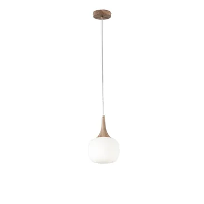 Sospensione in metallo con diffusore in vetro bianco, lampadina E14, 17x150cm
