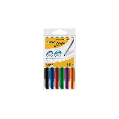 Bic Velleda 1741 Conf. 6 pennarelli per lavagna bianca Linea 1,4 mm Cancellazione ottimale Colori assortiti