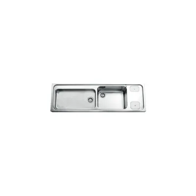 Alpes Lavello da appoggio a due vasche A5-5158/1V81V2C con vasca da 8 cm a destra in acciaio inox da 158 cm