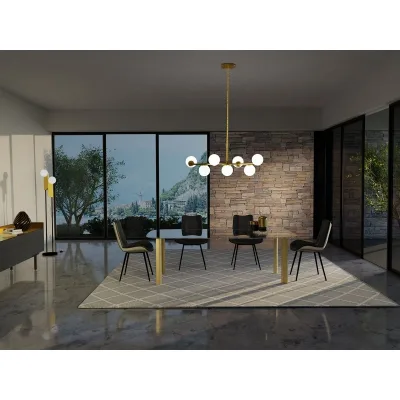 X.ABITAre Tavolo fisso Gordon art. S77 con struttura in alluminio e piano in cristallo da 240x110 cm - A botte
