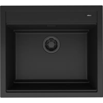 Elleci Lavello una vasca BEST 105 LKB10586 finitura composito K86 nero da 57x51 cm