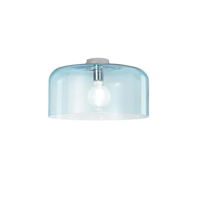 Plafoniera elegante in vetro blu turchese, lampadina E27, 18x40cm