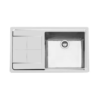 Foster Lavello una vasca con gocciolatoio a sinistra 2280 051 finitura acciaio inox da 87.3x51.3 cm
