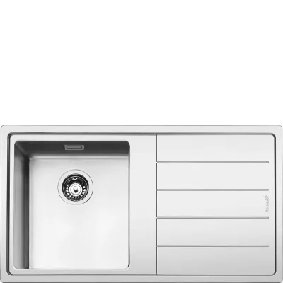 PRONTA CONSEGNA - Smeg S Lavello una vasca con gocciolatoio dx LFT861D finitura acciaio inox da 87x51 cm - Filotop/Flat