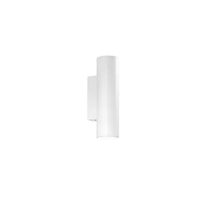 Applique in metallo tubolare bianco, luce biemissione, 2 lampadine GU10, 7x18cm