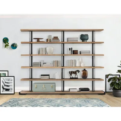 Altacorte Libreria fissa monofacciale Eco Layout 4 con struttura in ferro e ripiani in legno da 250 cm e h. 198 cm