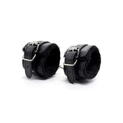 Manette BDSM Fetish Addict furry nere imbottite regolabili catena removibile