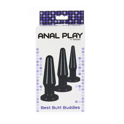 Set 3 plug anali Best Butt Buddies S M L nero sex toy ToyJoy Anal Play
