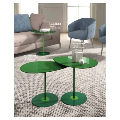 Maconi Tavolino a goccia Crystal 1037 con piano in vetro da 60x40 cm e h. 48 cm serie Coffee Table collection
