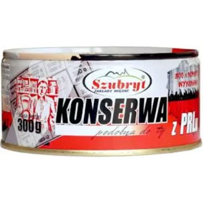 Konserwa z PRL-u Szubryt 300 g Carne in Scatola Tradizionale Polacca