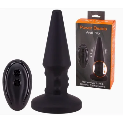 Seven Creations Plug anale con perline rimming Black 14,5 cm controllo remoto