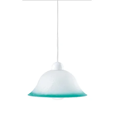 Lampadario a sospensione in vetro con bordo decorato verde, 1 luce E27, 31x120cm