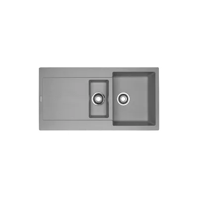 Franke: Lavello una vasca con vaschetta e gocciolatoio Maris MRG 651 114.0066.682 finitura fragranite stone grey da 97x50 cm