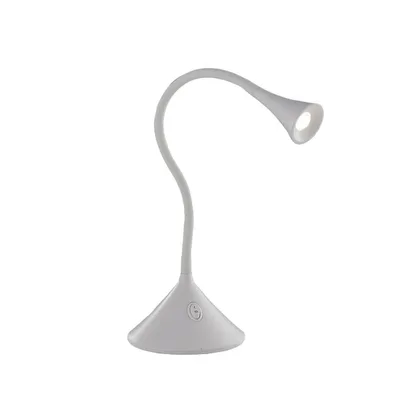 Lampada da lettura flessibile bianca in metallo e silicone, 1 LED 3.2W, 13x51cm