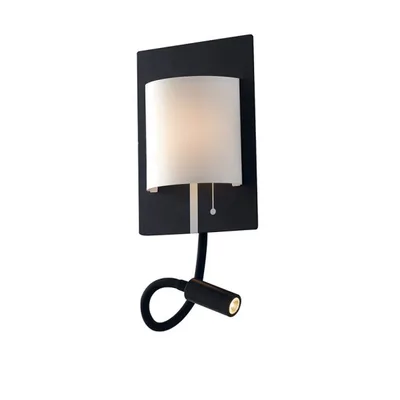 Applique Led in metallo e paralume in tessuto con luce da lettura orientabile Bianca Led 6+3W 720Lm 4000K 16X32X22Cm