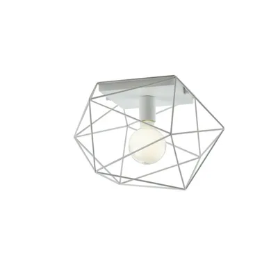 Plafoniera geometrica in metallo bianco, lampadina E27, 40.5x26.5cm