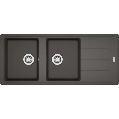 Franke: Lavello due vasche con gocciolatoio Boston Incasso BFG 621 114.0714.176 finitura grigio ardesia da 116x50 cm
