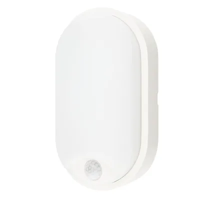 Plafoniera per esterni bianca in policarbonato, sensore di movimento, LED 14W, CCT, 11.9x21.2cm
