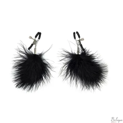 Lola Games Euphoric Pinze Capezzoli Regolabili Piume Nere BDSM Fetish