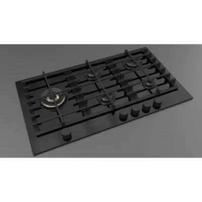 Fulgor Piano cottura a gas FPH 905 G WK BKG finitura vetro nero da 90 cm