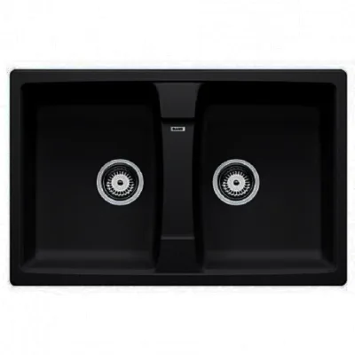 Blanco | Lavello due vasche LEGRA 8 1546182 finitura nero da 78x50 cm - Sopratop