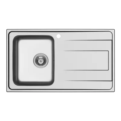 Schock Lavello una vasca con gocciolatoio a destra WAVE D100 WAVD100SX finitura inox spazzolato da 86x50 cm