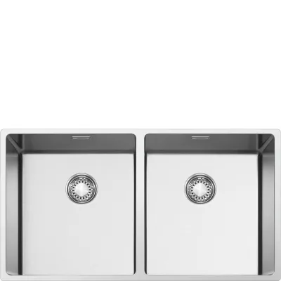 PRONTA CONSEGNA - Smeg S Lavello due vasche VR12S4040 finitura acciaio inox da 84x44 cm - Filotop/Flat/Sottotop