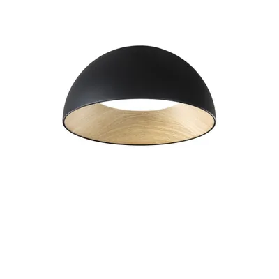 Plafoniera led in metallo CCT forma sferica Effetto Legno Nero 29x50 cm