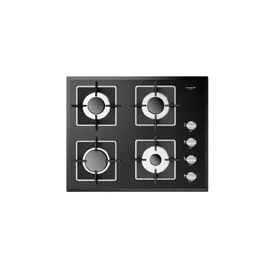 Fulgor Piano cottura a gas FCH 604 G BK finitura vetro nero da 62 cm