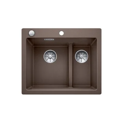 Blanco Lavello una vasca SX con vaschetta PLEON 6 Split 1521698 finitura caffè da 61.5x51 cm - Sopratop