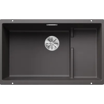 Blanco Lavello una vasca con gocciolatoio dx integrato SUBLINE 700-U Level 1518973 finitura grigio roccia da 73x46 cm - Sotto