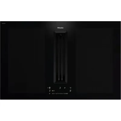Miele Piano cottura con cappa integrata Filotop/Appoggio KMDA 7676-1 FL BlackPerfection in vetroceramica nero da 80 cm - RICHIEDERE PREVENTIVO