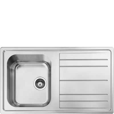 PRONTA CONSEGNA - Smeg Lavello una vasca con gocciolatoio LPR861 finitura acciaio inox da 86x50 cm - Semifilo