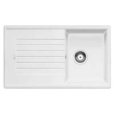 Blanco | Lavello una vasca con gocciolatoio ZIA 45 SL 1516740 finitura bianco da 86x50 cm - Sopratop