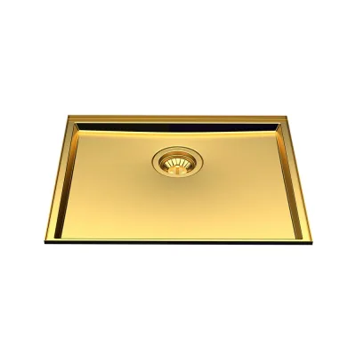 Foster Lavello una vasca 5555 349 finitura acciaio PVD gold da 53x43 cm