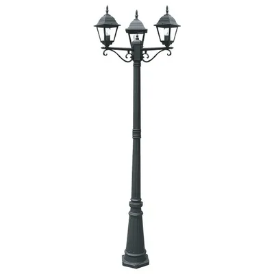 Palo per esterni nero in alluminio e vetro, 3 luci E27,  70x190cm