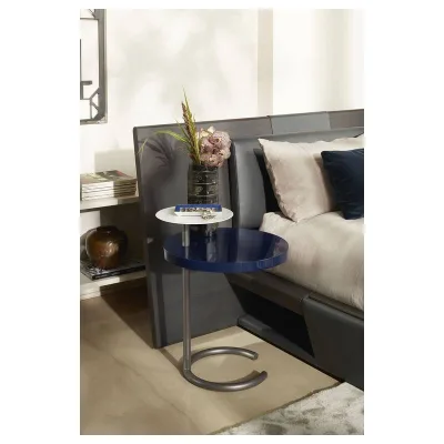 Cassina Comodino Acute con struttura in metallo e piano in legno/marmo da Ø66 cm e h.67 cm