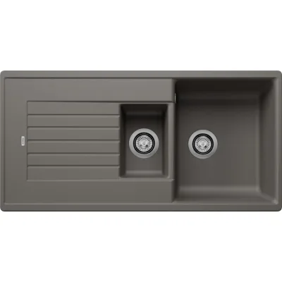 Blanco Lavello una vasca con vaschetta e gocciolatoio ZIA 6 S 1527390 finitura grigio vulcano da 100x50 cm - Sopratop
