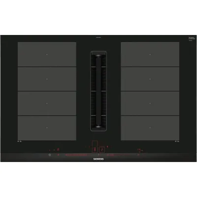 Siemens Piano cottura a induzione con cappa integrata EX875LX67E in vetroceramica nero da 80 cm