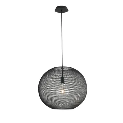 Lampadario a sospensione in metallo nero, rete metallica, 1 luce E27, 50x154cm