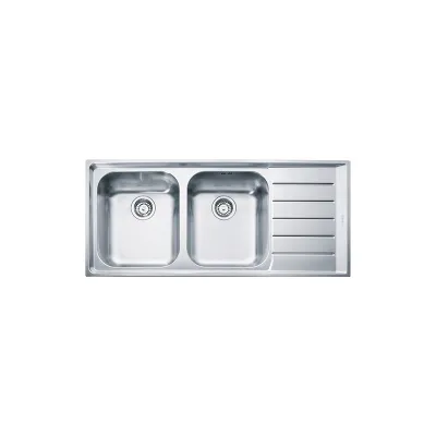 Franke: Lavello due vasche con gocciolatoio a destra Neptune NEX 221 127.0059.718 finitura inox satinato da 116,4x51,4 cm