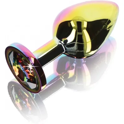 Plug anale medio alluminio multicolore base gioiello sex toy 8,2 cm