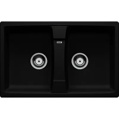 Blanco | Lavello due vasche ZIA 8 1536182 finitura nero da 78x50 cm - Sopratop
