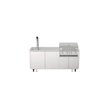 Bautek Foster Cucina da esterno a libera installazione INSIEME 7555 016 in acciaio inox da 196 cm