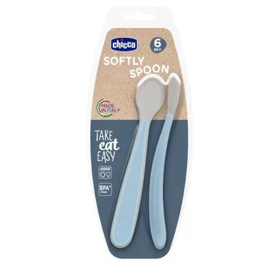 Chicco cucchiaio in silicone doppio azzurro 6m+